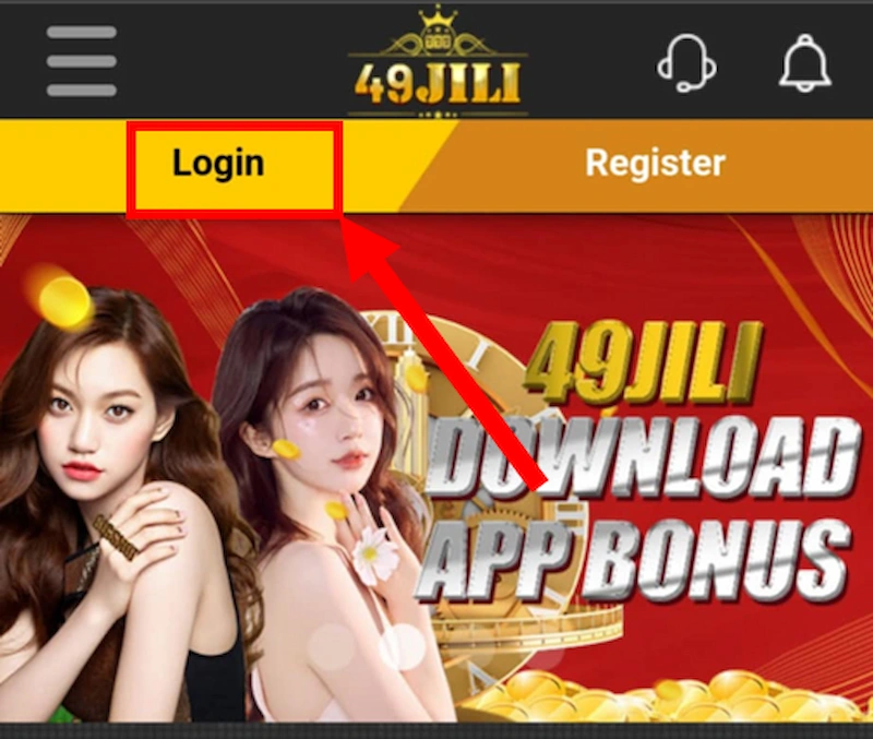 Click on the yellow "Login" button
